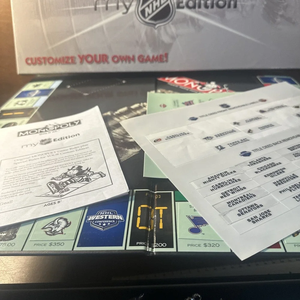 Monopoly My NHL Edition Customizable Hockey Monopoly Board Game 2006